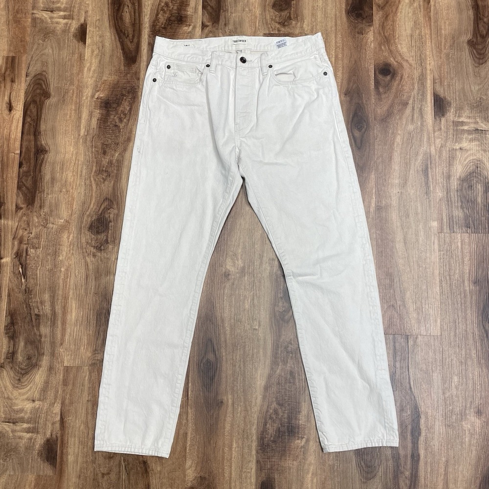 Todd Snyder Button Fly Slim Fit Jeans Japanese Selvedge Denim Pants Ivory 32x30